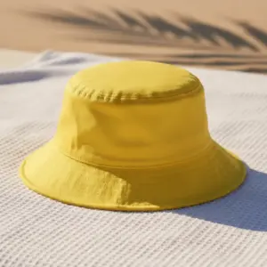 Chapéu Bucket Feminino Masculino Boné Praia Proteção Solar Amarelo | Personalizado com Logo | Personizi