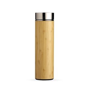 Garrafa Bambu Térmica com Infusor 500ml Personalizada Bege | Personalizado com Logo | Personizi