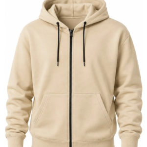 Moletom Casaco Canguru Zipper com Capuz Confortável Premium Bege | Personalizado com Logo | Personizi