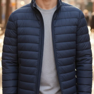 Jaqueta Puffer Masculina Frio Intenso Elegância Proteção Azul Marinho | Personalizado com Logo | Personizi