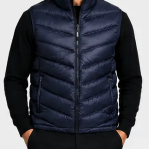 Colete Puffer Preto Masculino Impermeável Sem Manga Top Azul Marinho | Personalizado com Logo | Personizi