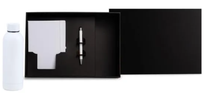 Kit Garrafa, Caderno e Caneta Personalizada - Branco Branco | Personalizado com Logo | Personizi