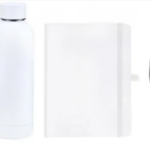 Kit Garrafa, Caderno e Caneta Personalizada - Branco | Personalizado com Logo | Personizi