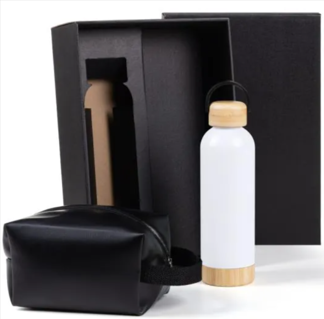 Kit Garrafa e Necessaire Personalizada Mod.2 Branco | Personalizado com Logo | Personizi