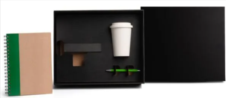 Kit Copo em Fibra de Bambu, Caderno e Caneta Metal Personalizada Verde | Personalizado com Logo | Personizi