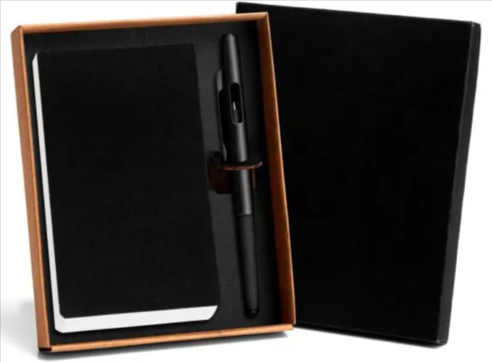 Bloco para Anotações Preto com Caneta e Caixa - Personalizada Preto | Personalizado com Logo | Personizi