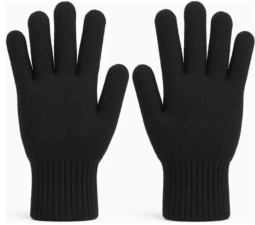 Luva de Frio Inverno de Lã Tricô Unissex Preto | Personalizado com Logo | Personizi