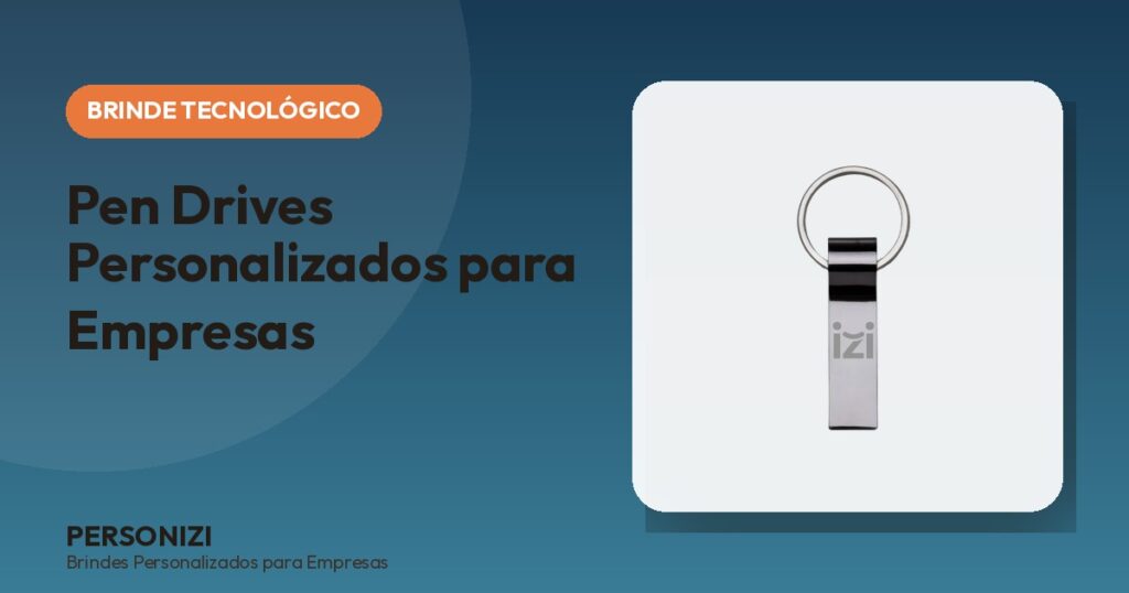 Pen drive metalizado personalizado com gravação da marca, brinde corporativo tecnológico