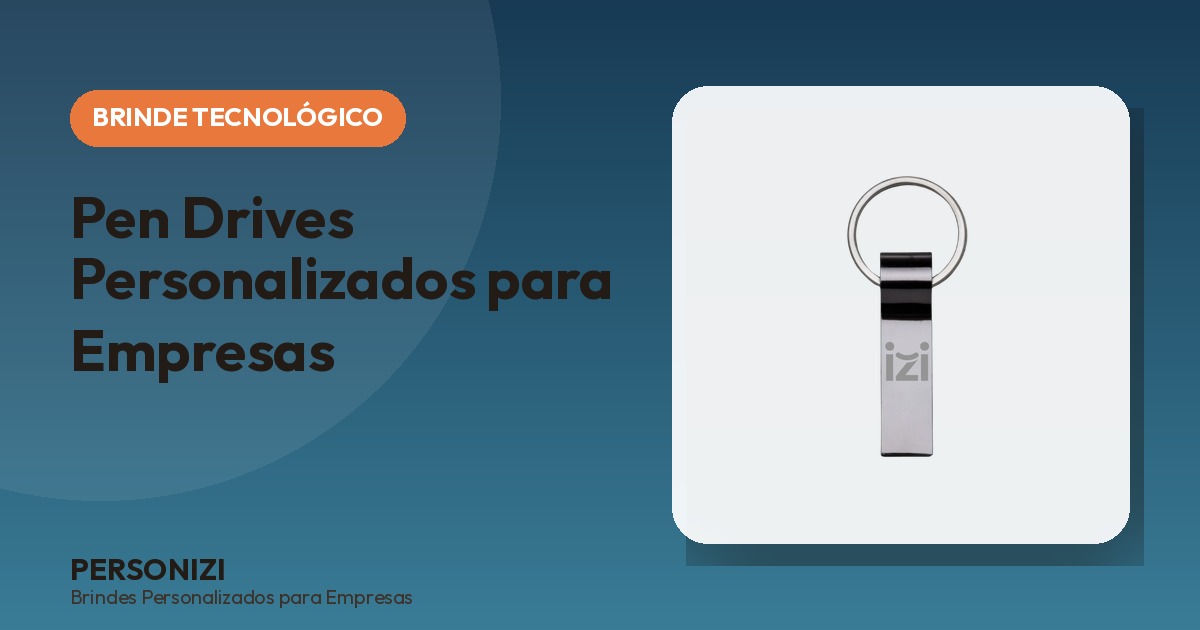 Pen drive metalizado personalizado com gravação da marca, brinde corporativo tecnológico