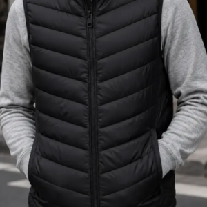 Colete Puffer Preto Masculino Impermeável Sem Manga Top Preto | Personalizado com Logo | Personizi