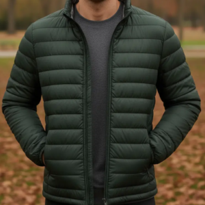 Jaqueta Puffer Masculina Frio Intenso Elegância Proteção Verde | Personalizado com Logo | Personizi