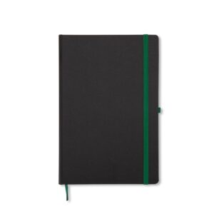 Caderneta Cromato Com Pauta 21x14cm Personalizado Preto com Verde | Personalizado com Logo | Personizi