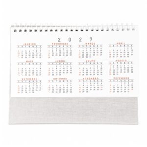 Calendário de Mesa 2027 Personalizado prata | Personalizado com Logo | Personizi