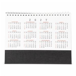 Calendário de Mesa 2027 Personalizado Preto | Personalizado com Logo | Personizi