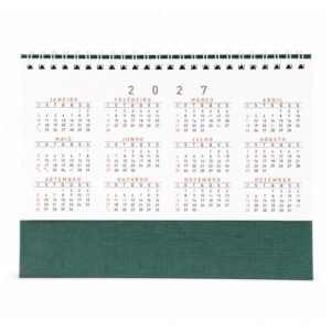Calendário de Mesa 2027 Personalizado Verde | Personalizado com Logo | Personizi
