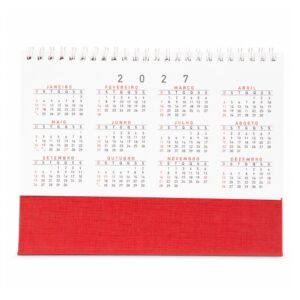 Calendário de Mesa 2027 Personalizado Vermelho | Personalizado com Logo | Personizi