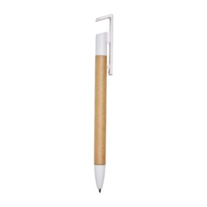 Caneta Ecológica com Suporte para Celular Personalizada Branco | Personalizado com Logo | Personizi