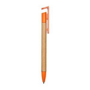 Caneta Ecológica com Suporte para Celular Personalizada Laranja | Personalizado com Logo | Personizi