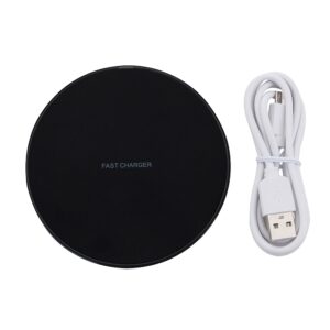 Carregador Rápido de Indução Redondo Personalizado Preto | Personalizado com Logo | Personizi