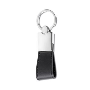 Chaveiro Metal com Couro Personalizado Mod.2 Preto | Personalizado com Logo | Personizi