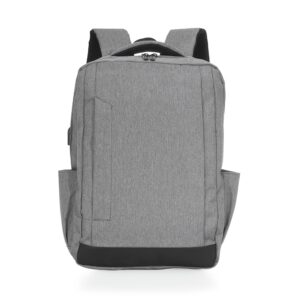 Mochila de Nylon USB 40x30cm Personalizada Cinza | Personalizado com Logo | Personizi