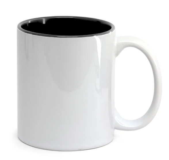 Caneca com Interior Preto 325ml Personalizada Preto | Personalizado com Logo | Personizi