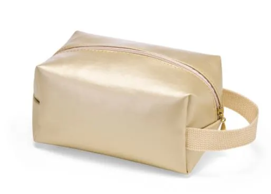 Necessaire com Alça em Material Sintético Personalizada Champagne | Personalizado com Logo | Personizi