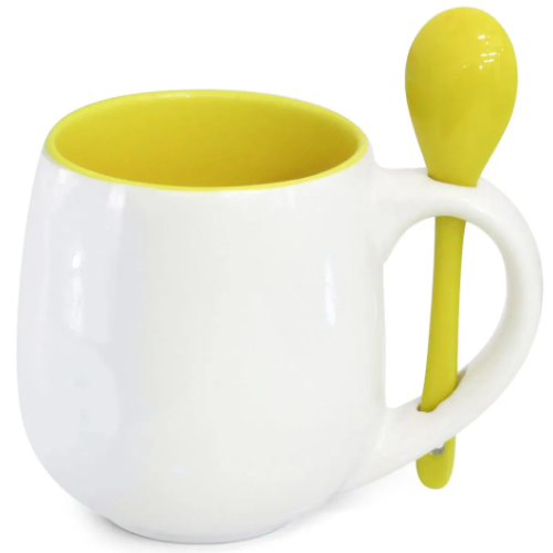 Caneca Branca Belly 350ml Personalizada Amarelo | Personalizado com Logo | Personizi