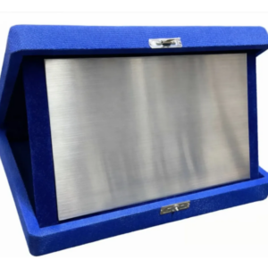 Placa em aço escovado com estojo 20x14cm Azul | Personalizado com Logo | Personizi