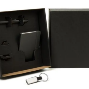 Kit Chaveiro Caderno e Caneta Personalizada Preto | Personalizado com Logo | Personizi