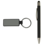 Kit Caneta e Chaveiro em Metal Retangular Personalizada | Personalizado com Logo | Personizi