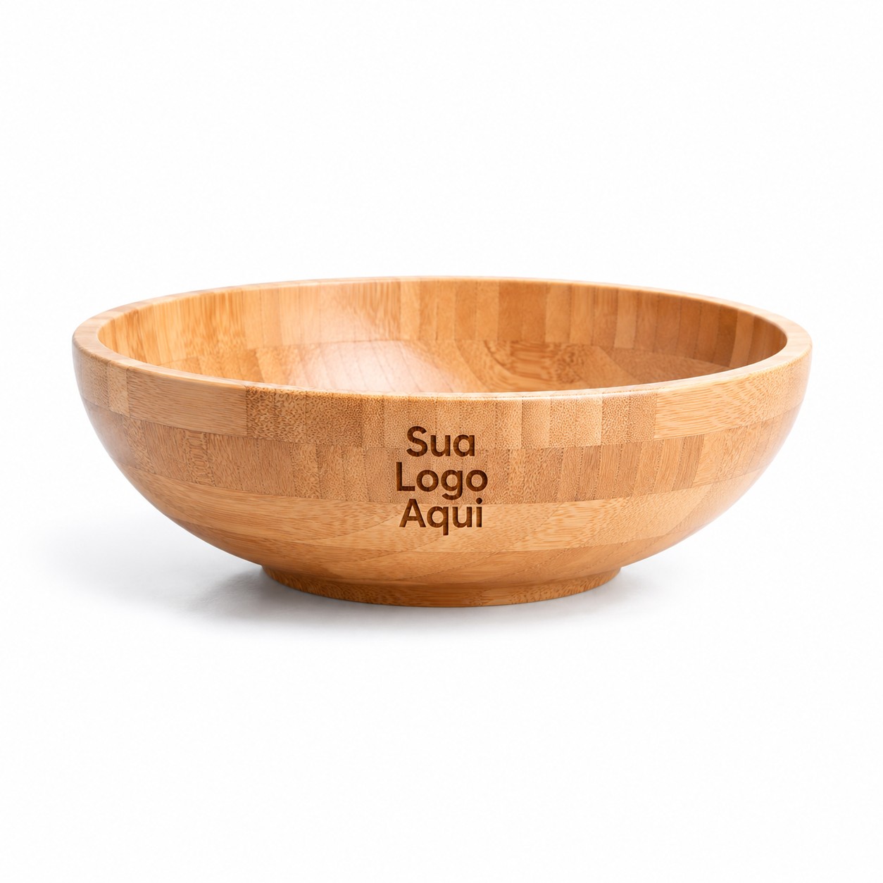Cumbuca Redonda em Bambu com Espátula 14cm 200ml Personalizado Única | Personalizado com Logo | Personizi