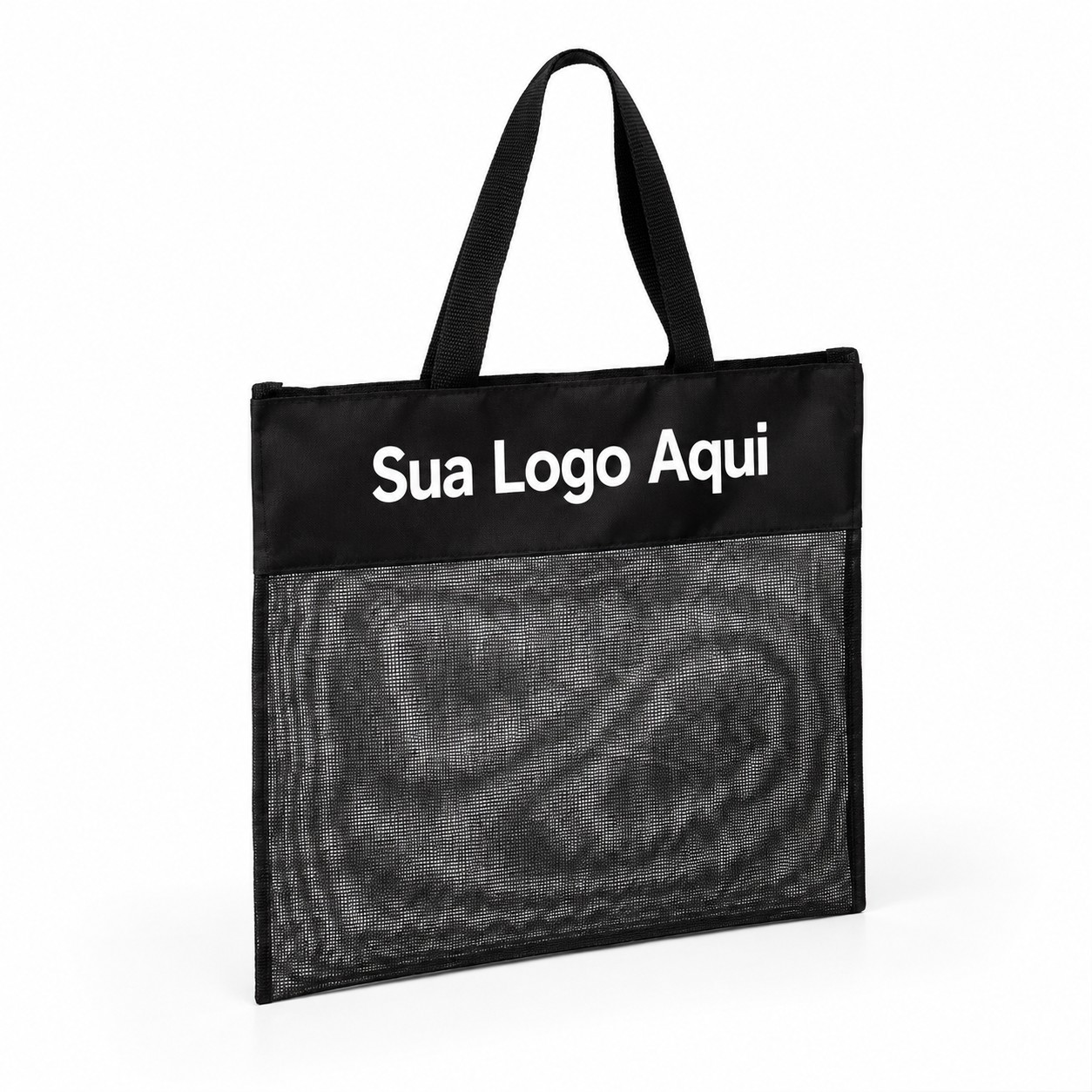 Sacola de Mão em Nylon 600 e Tela Sanet 34x29cm Personalizada Preta | Personalizado com Logo | Personizi