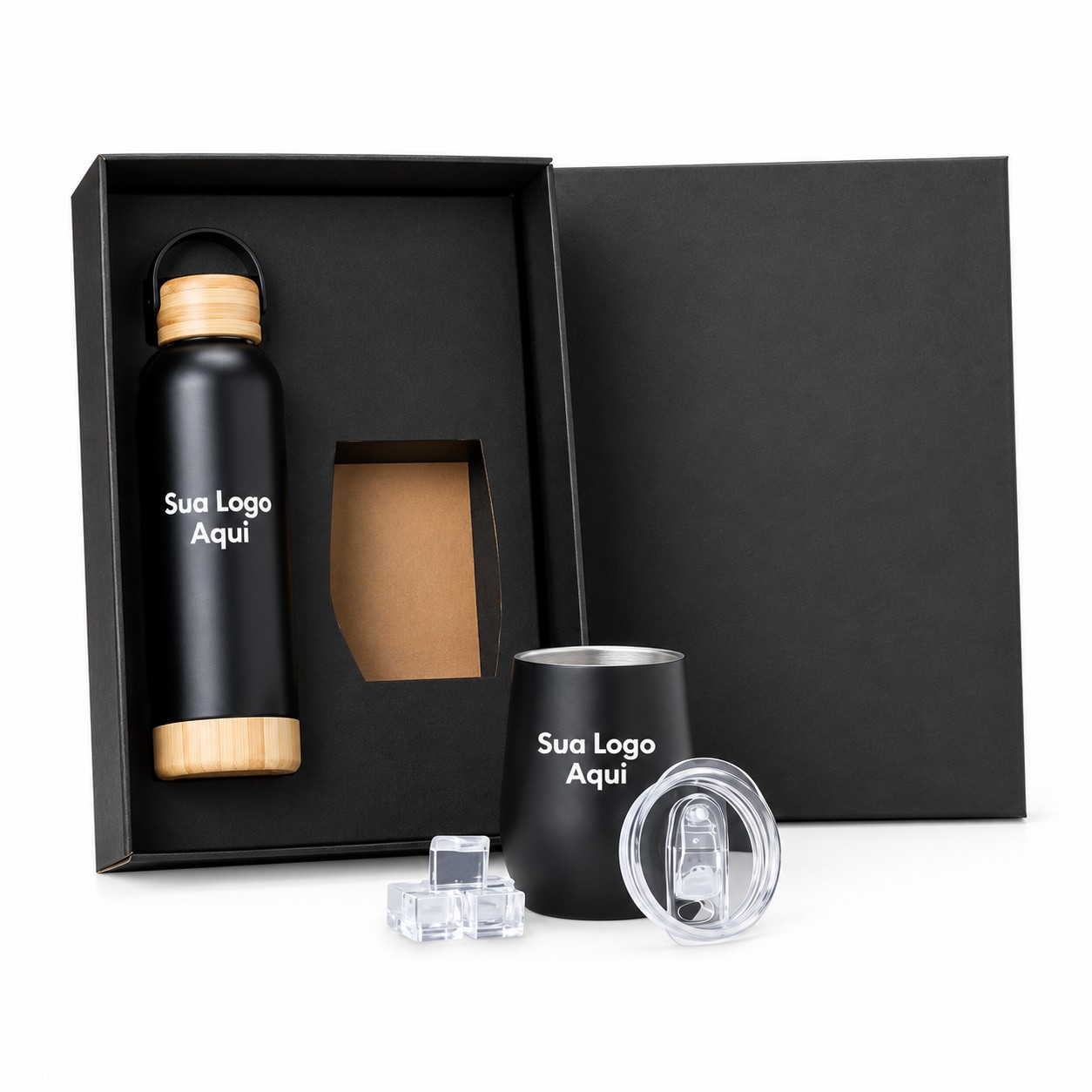 Kit Garrafa e Copo Térmico 2 Pçs Personalizada Única | Personalizado com Logo | Personizi