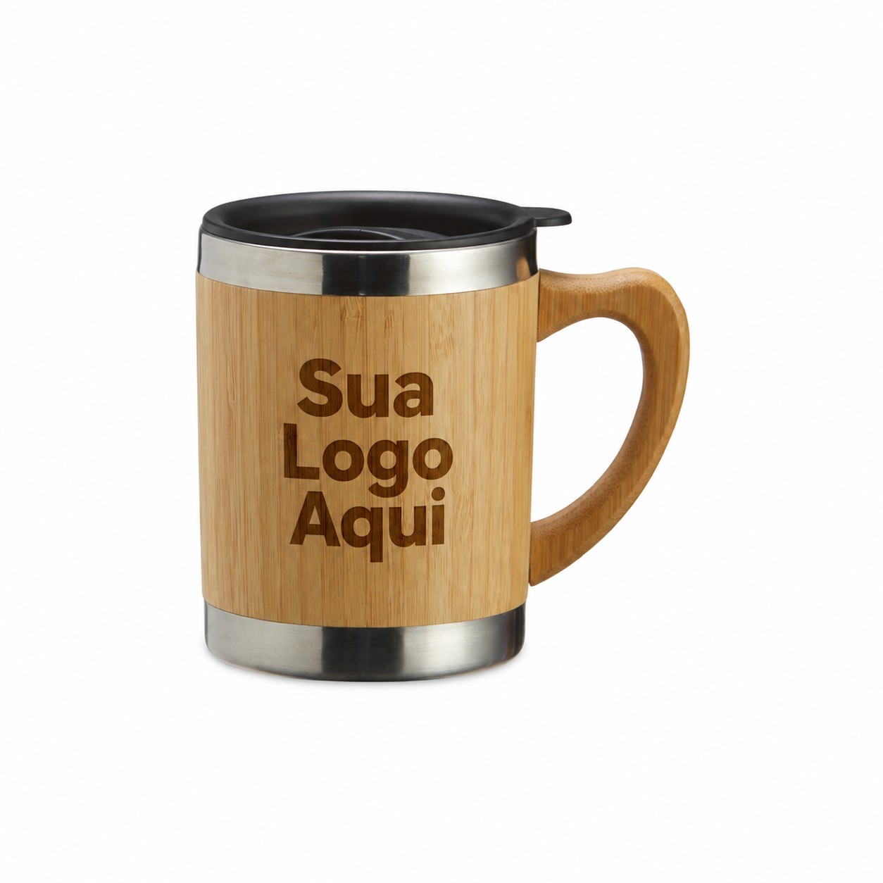 Caneca de Bambu 300ml Personalizada Madeira | Personalizado com Logo | Personizi