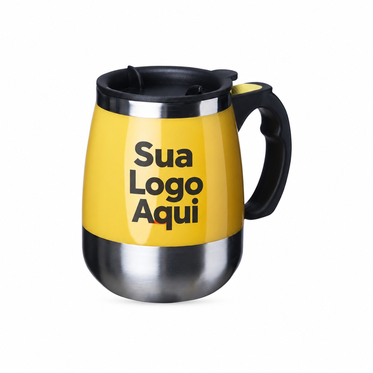 Caneca com Misturador 350ml Personalizada Amarelo | Personalizado com Logo | Personizi