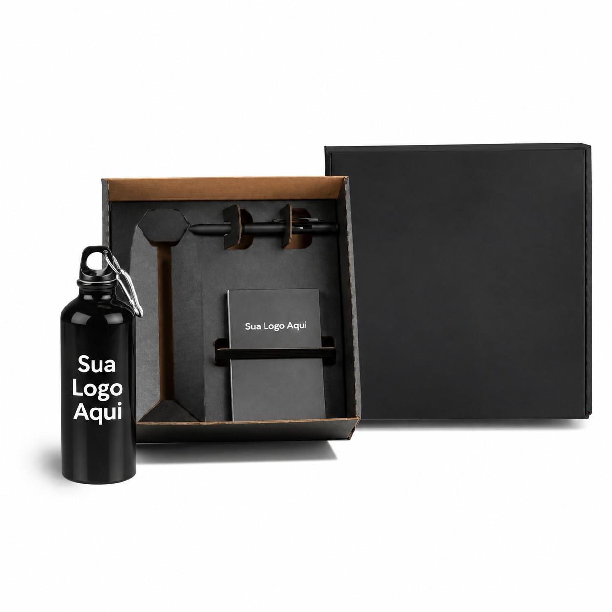 Kit com Squeeze, Caneta e Bloco 3 Pçs Personalizada Única | Personalizado com Logo | Personizi