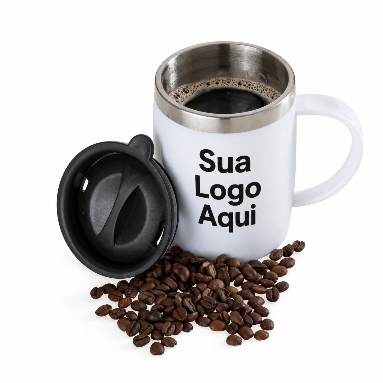 Caneca em Aço Inox / Poliestireno 400ml Personalizada Única | Personalizado com Logo | Personizi