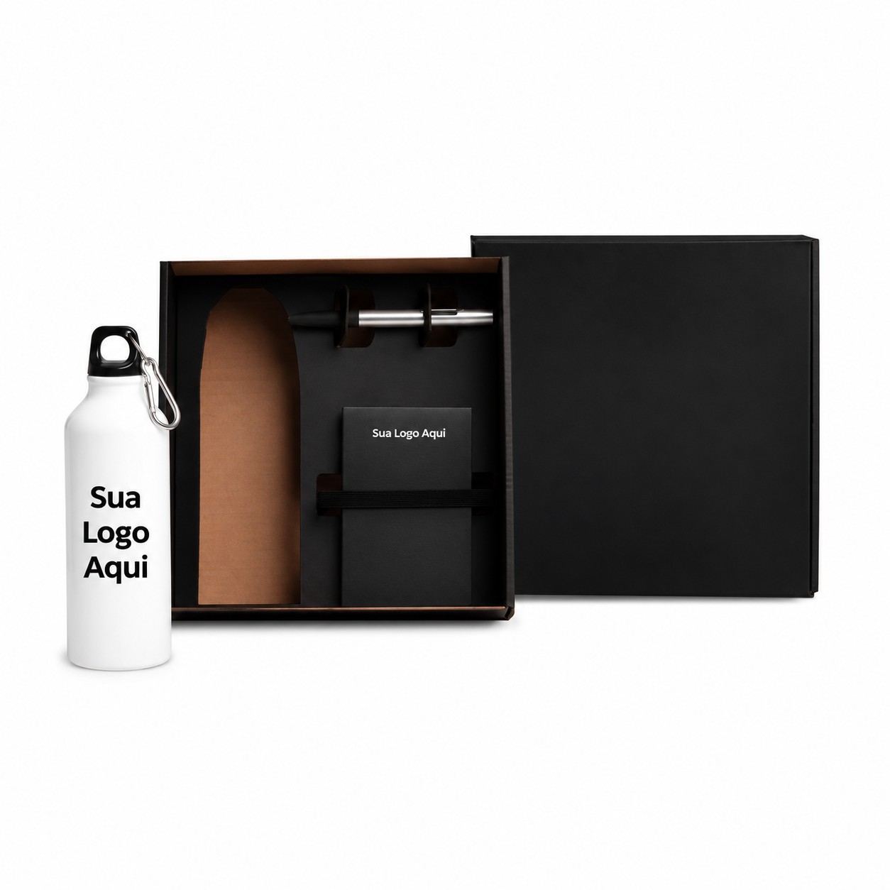 Kit com Squeeze, Caneta e Bloco 3 Pçs Personalizada Mod.2 Única | Personalizado com Logo | Personizi