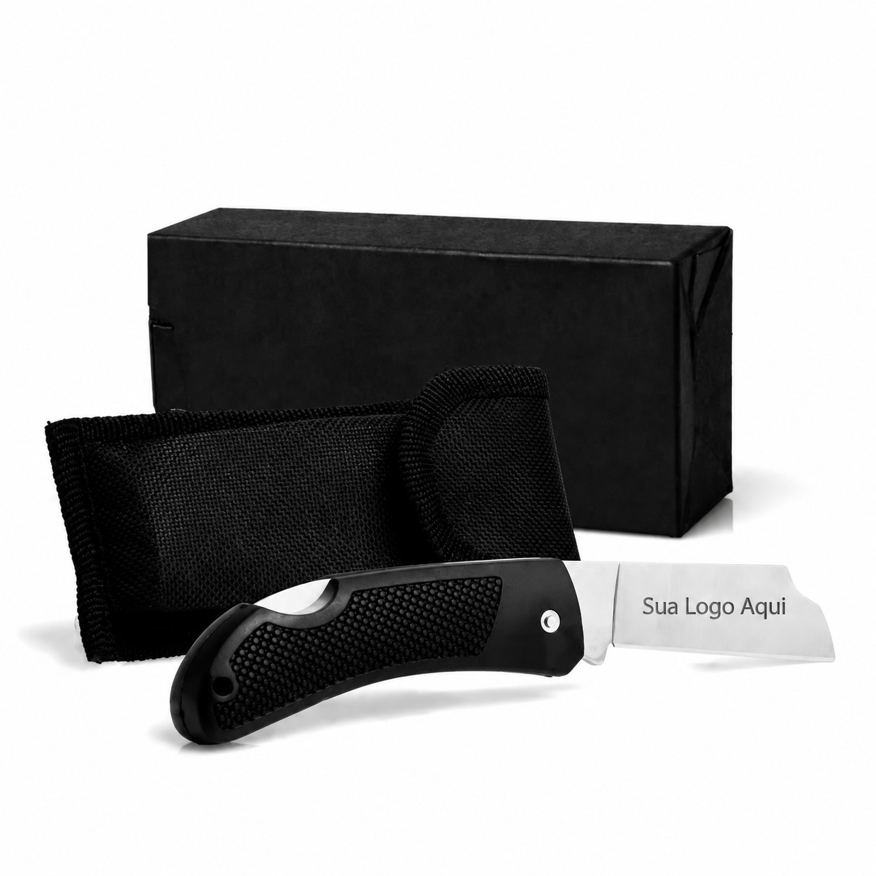 Canivete 3" com Cabo Emborrachado e Bainha em Nylon Personalizado Única | Personalizado com Logo | Personizi