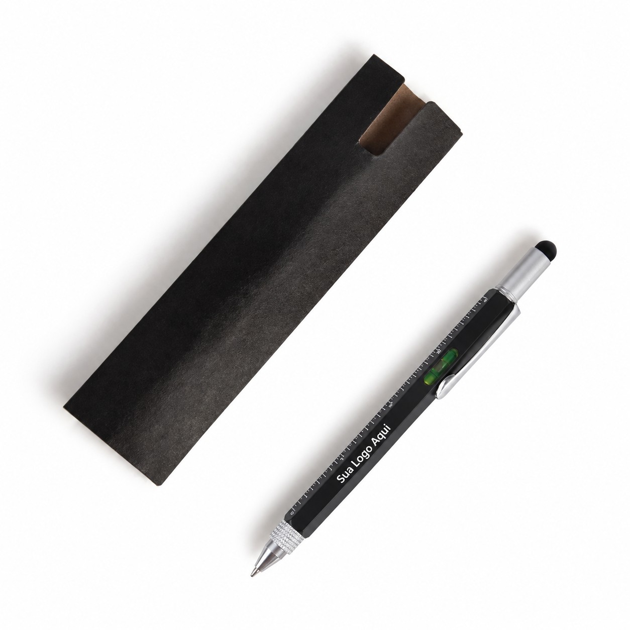 Caneta Esferográfica 6X1 em Alumínio 16x1cm Personalizada Preta | Personalizado com Logo | Personizi
