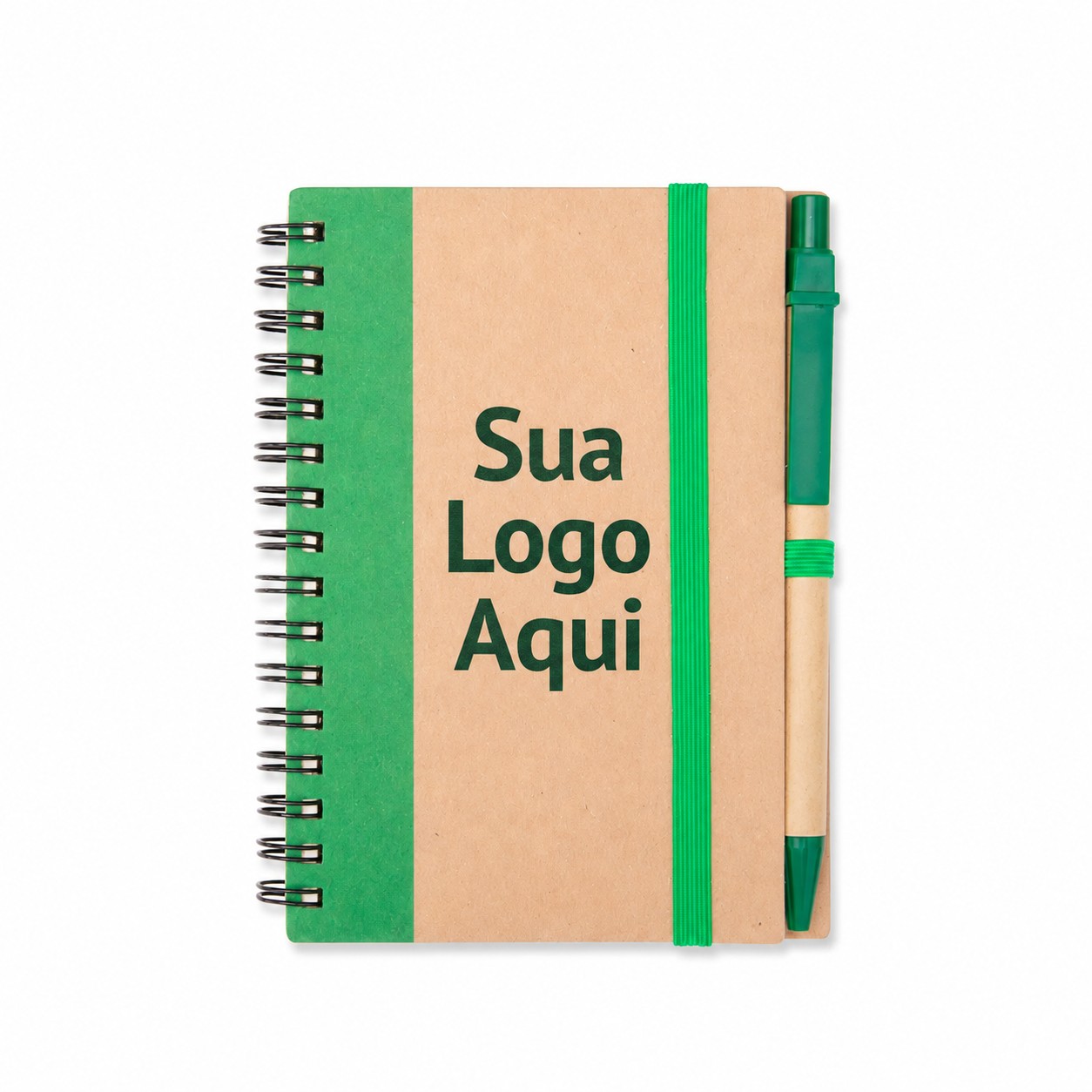 Caderno Ecológico com Caneta 14x11cm Personalizada Verde | Personalizado com Logo | Personizi