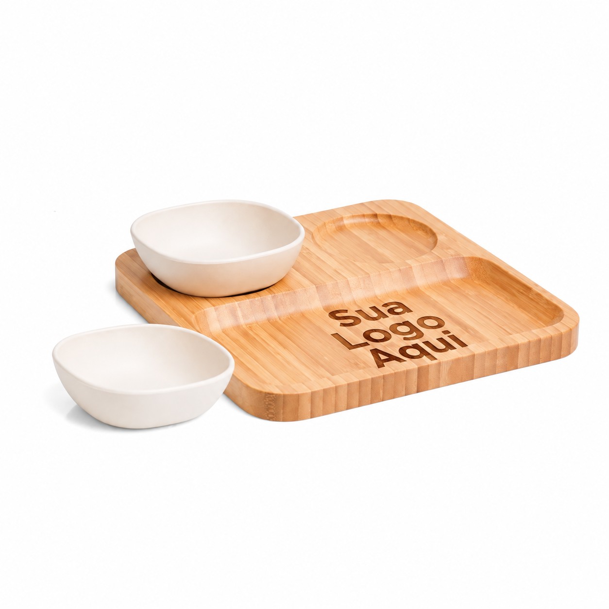 Kit Petisco e Patê em Bambu/Fibra de Bambu 3 Pçs 22x21cm Personalizado Única | Personalizado com Logo | Personizi