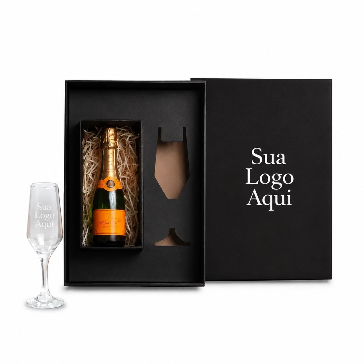 Taça de Vidro p/ 186ml c/ Espaço para Garrafa Mini Personalizada Champagne | Personalizado com Logo | Personizi