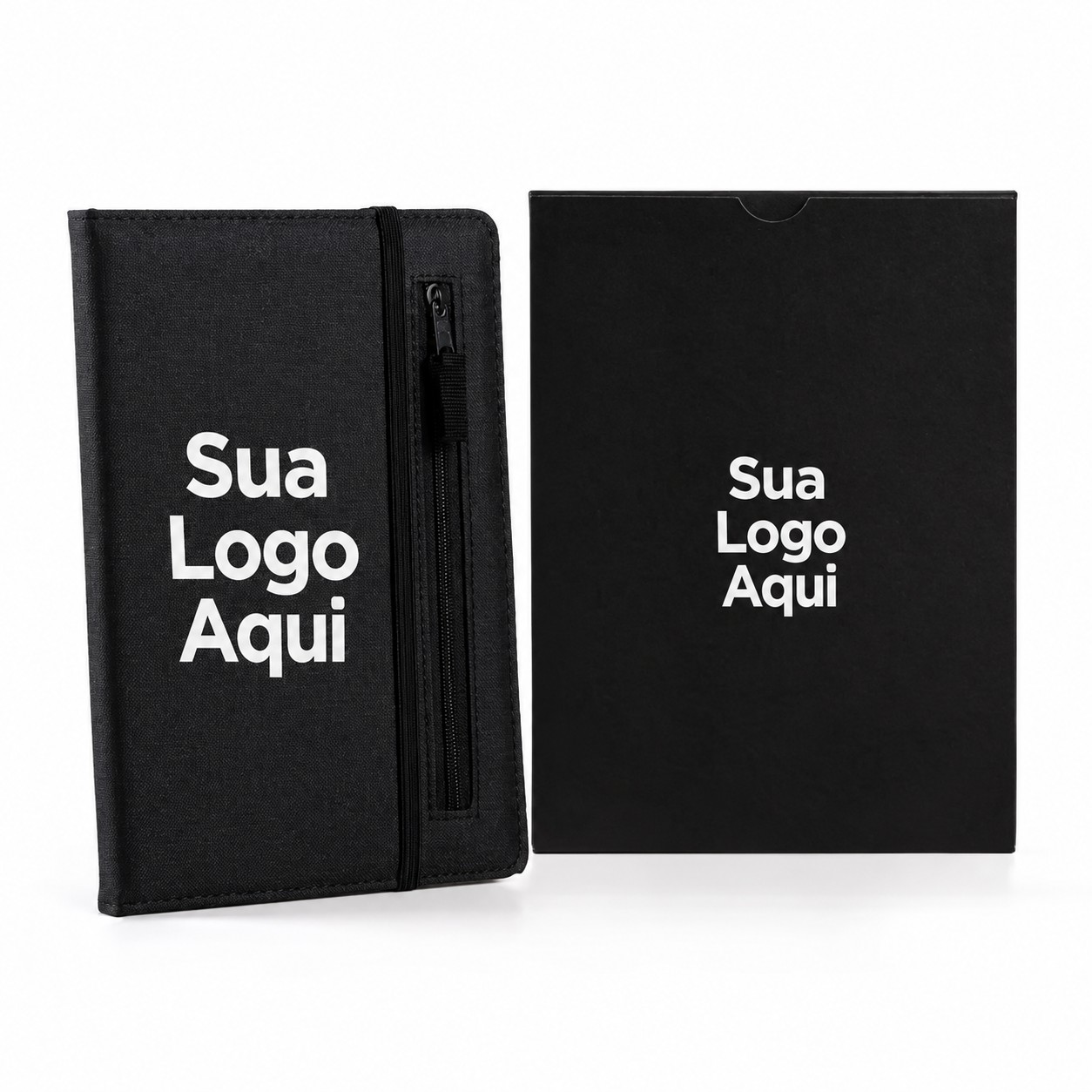 Caderno Fsc c/ Pauta e Zíper Capa em Rpet 14X21CM Personalizado Preto | Personalizado com Logo | Personizi
