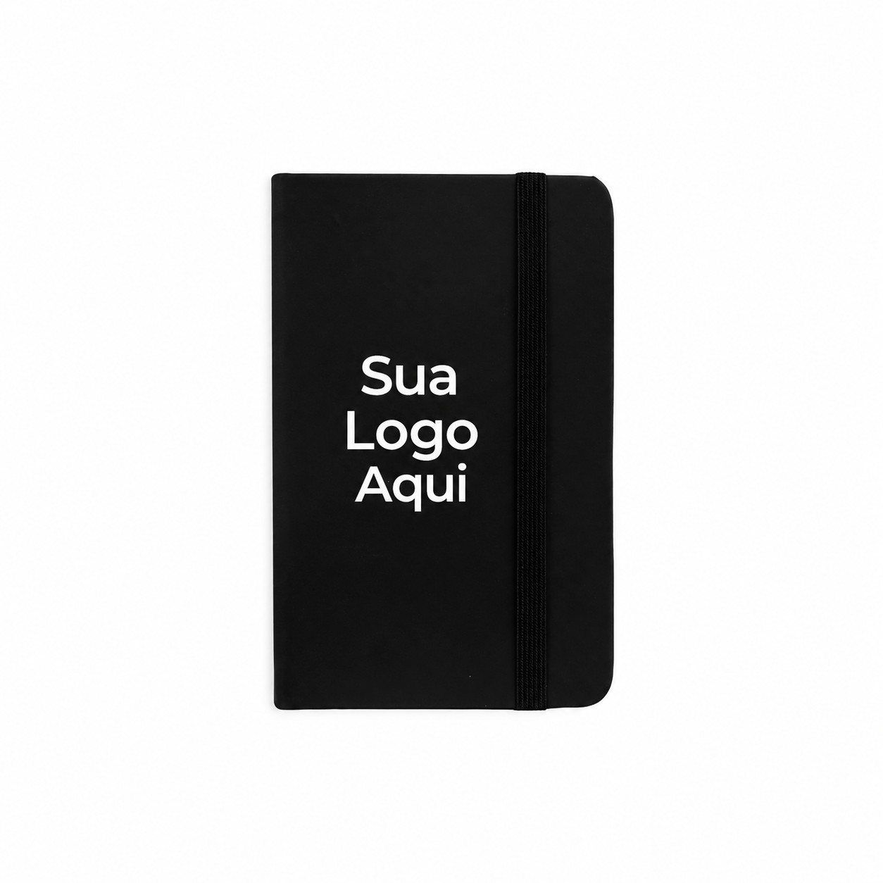 Caderneta Emborrachada sem Pauta 14x9cm Personalizado Preto | Personalizado com Logo | Personizi