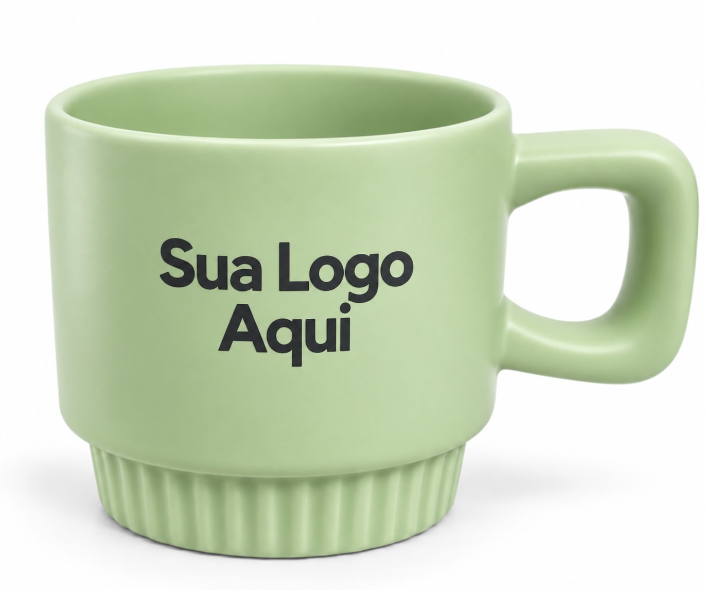 Caneca Empilhável Alça Quadrada 300ml Personalizada Verde | Personalizado com Logo | Personizi