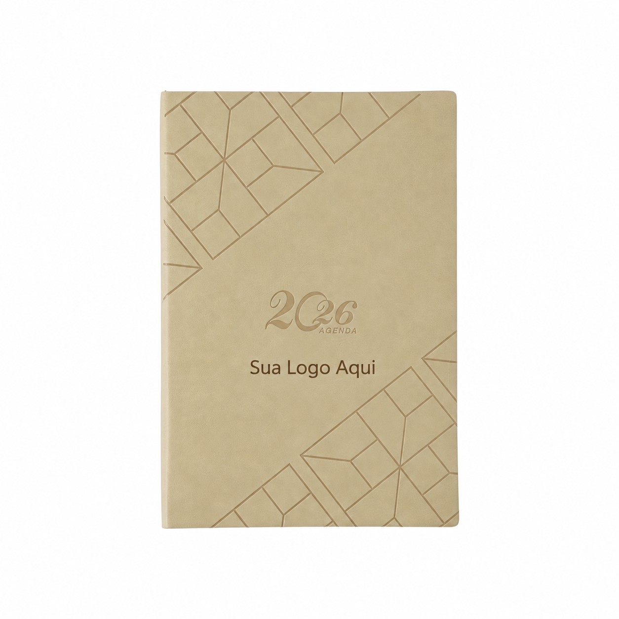 Agenda Couro Sintético 2026 21x15cm Personalizada Bege | Personalizado com Logo | Personizi
