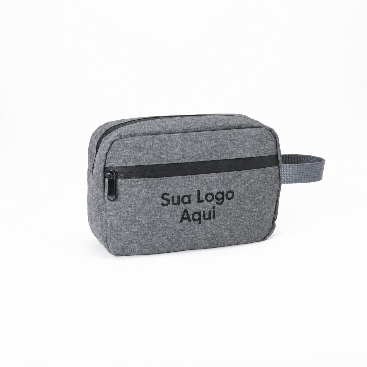 Necessaire em Poliester 300D Melange 25x15cm Personalizada Cinza | Personalizado com Logo | Personizi