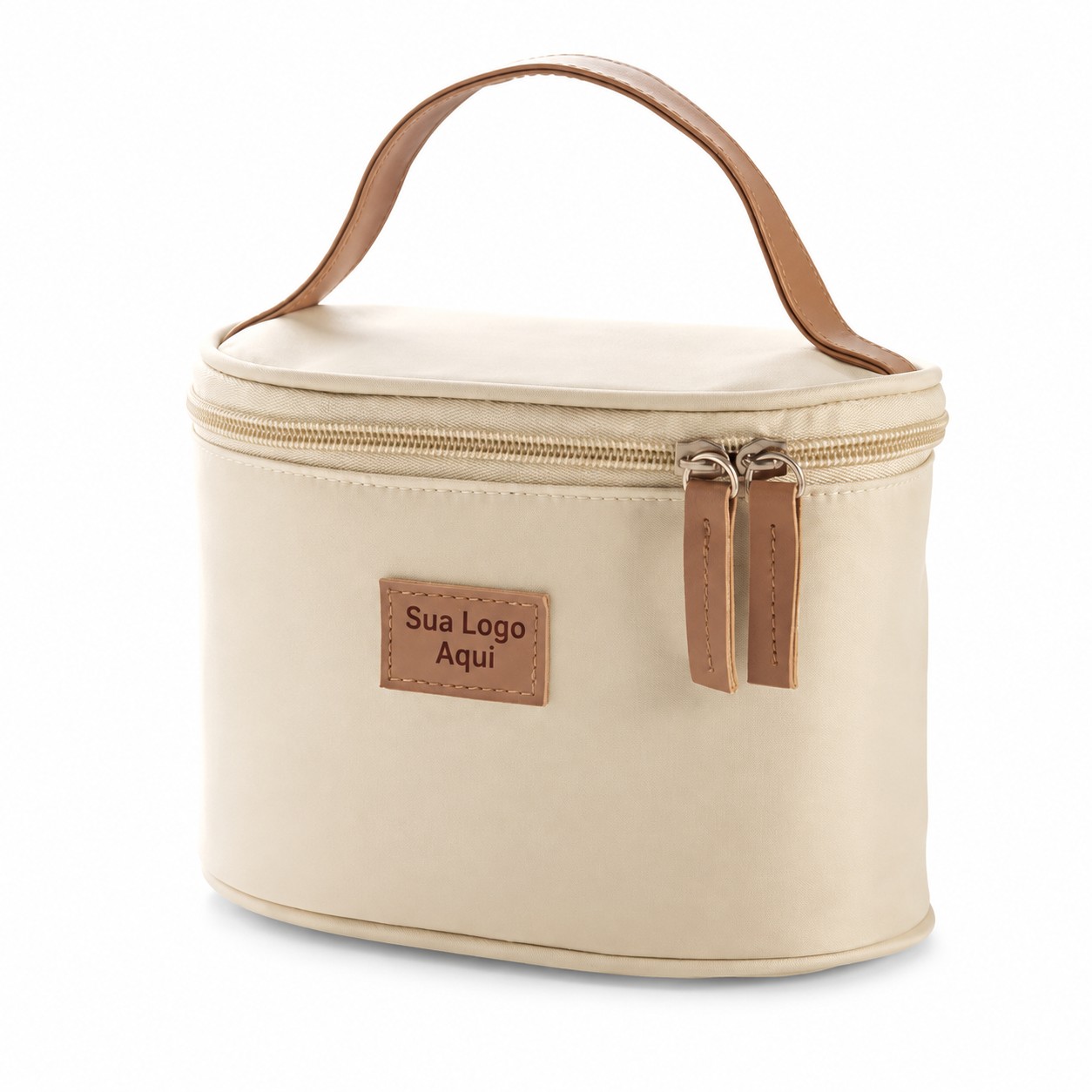 Bolsa p/ Cosmeticos em Microfibra 18X12X10CM Personalizada Bege | Personalizado com Logo | Personizi